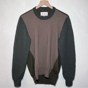 Maison Margiela Wool Colorblock Crew Neck Sweater